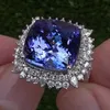 結婚指輪Huitan Blue CZ Ring for Evening Party気質エレガントな女性の誕生日素敵なギフトママステートメントジュエリー231124