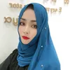 Abbigliamento etnico Donne Rhinestone Hijabs Chiffon Muslim Pesatrice Scialli di colore solido e avvolge Pashmina Stoles Female Hijab Plain Turban 2023