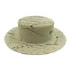 Brede rand hoeden Splash Ink Art Design Straw Hat 2023 Zomer dames platte bovenste pet Buiten strandreizen Sunhat Panama