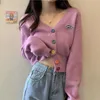 Kvinnors stickor Tees Designer Sweaters 2023 Pink Purple Short Knit Sweater Autumn/Winter Letter Brand Loose Long Sleeved Sticked Top Croped 8B49
