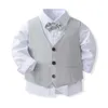 Clothing Sets Fomal Gentleman Boy Tuxedo Tie Shirt Suit Vest Pants Chic Toddler Baby Clothes Gentleman Outfit for Baptism Birthday R231127