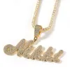 Pendanthalsband The Bling King Custom Small Size Brush Script Letter Two Tone Pendant Micro Paled Baguettecz Chain Halsband Hiphop Jewelry 231127