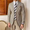 Mäns kostymer brittiska mannen blazer hombre Autumn Fashion Lattice Mens Jacket Korean Slim Fit Casual Gray Masculino
