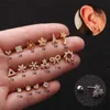 Örhängen rostfritt stål skruvar tillbaka studörhängen koreansk version blommor kubik zirkon öron naglar 14k guldpläterad anti allergi öron ring studs piercing smycken