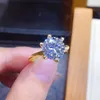 Кольцо для пасьянса 3CT Diamond Ring Solitaire Woman Silver 925 Желто -золотое кольцо.