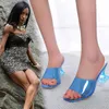 Terlik 2023 Moda Kadın Ayakkabıları Şeffaf Şeker Renk Özel Şeklinde Topuk Yüksek Topuklu Sandalet Peri