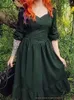 Vestidos casuais Sishion medieval decote em v retro gótico vestido vintage vd3891 manga longa verde azul preto branco feminino de palco de palco