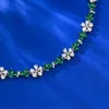 Bracciale rigido con diamanti smeraldo fiore alla moda Braccialetti da sposa in argento sterling 925 reali al 100% per le donne Uomini Gioielli di fidanzamento