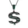 Pendentif Colliers Scooya Hip Hop Vert S Signe Dollar Collier Pour Hommes Micro-ensemble Zircon Mode Rappeur Fête Cadeau Bijoux