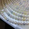 Chains 7.5-8mm Seawater Pearl Necklace For Women Real Round Akoya Fashion Colorful Beads Girl Gift 925 Sterling Silver Jewelry