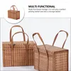 Ensembles de vaisselle panier à oeufs décor à la main fleur tissé pique-nique bambou articles divers après-midi thé paniers enfant paille fourre-tout