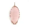 Colares pendentes fyjs exclusivo colorido de ouro rosa embrulhada em forma de marquise colar de quartzo rosa natural para jóias femininas