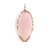 Pendant Necklaces FYJS Unique Rose Gold Color Wire Wrap Marquise Shape Natural Pink Quartz Necklace For Women Jewelry