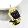 Pendant Necklaces Fashion Natural Crystal Carving Buddha Head Obsidian Aventurine Gemstone Necklace DIY Religious Jewelry