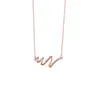 Chaînes Heartbeat Wave Rotation Or Rose Couleur Cubique Zircone Clavicule Chaîne Collier Pour Femmes Filles Mode Bijoux À La Mode SN2366