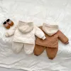 Clothing Sets 2023 Winter Baby Warm Clothes Set Long Sleeve Infant Boy Cute Bear Fleece Coat Trousers 2pcs Suit Kids Padded Jacket