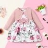 Clothing Sets Years Toddler Baby Girl 2PCS Dress Set Plain Color Ribbed Overcoat+Floral Sleeveless Dress Fashion Lovely Style Party Wear