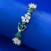 Trendig blomma smaragd diamant armband armband 100% verklig 925 sterling silver bröllop armband för kvinnor män engagemang smycken
