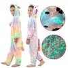 Pajamas Glow In The Dark Kids Pajamas Unicorn Onesie Winter Flannel Overalls for Children Pyjamas Baby Girl Sleepwear Plush Pjs 231124