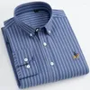 Men's Casual Shirts Oxford Classic Striped Shirt Long-Sleeved All-Match Business Office Social Fashion Clothing