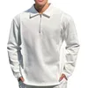 Camisetas masculinas outono moda solta lapela zíper camisa meia tops algodão mens shorts atléticos