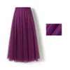 Skirts Women Mesh Elastic Tutu Beach Spring Summer Korean High Waist Fashion Pleated Long Black White Tulle 230427