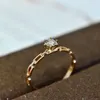 Anillos de racimo UNICE diamante Natural Real 18K oro rosa joyería AU750 Vintage geométrico ahueca hacia fuera la cadena de eslabones para mujeres regalo de boda