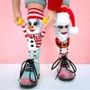 Kvinnors strumpor 1 par Cartoon Christmas Stockings Fashion Print Create Atmosphere Anti-Shrink Santa Claus Snowman Present