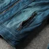 Vestes pour hommes Veste en jean Hommes Col montant Bleu Moto Biker Slim Fit Mode Coton Jean Printemps Automne Manteau Casual