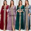 Etniska kläder muslimska kaftan kvinnor faller vinter sammet mantel lyx vneck klänning lady lång ärm broderi party kläder abaya dubai 230426