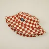 Caps Hats 26Y Kids Boy Girl Bucket Hat Wide Brim Checkerboard Beach Sun Fisherman for Toddler Summer Outdoor Seaside 230426