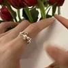 Anéis de banda Anéis de pérolas de borboleta vintage para mulheres estilo coreano Abertura Abertura do dedo Jóias de noivado de noiva Jóias Gifs AA230426