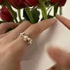 Bandringen Vintage Butterfly Pearl -ringen voor vrouwen Koreaanse stijl Verstelbare openingsvinger Ring Bruid Wedding Party Engagement Sieraden GIFS AA230426