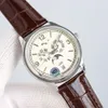 Patek Phillippe PP Men Watches Designer Automic Mechanical Montre O18H Leather Strap MoonPhase素晴らしい品質カレンダークローン