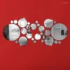 Muurstickers Zilveren Cirkel Acryl DIY Spiegel Voor Woonkamer Slaapkamer Thuis Decals Decoratie