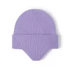 Bonnet Crâne Casquettes Chapeau Femme Automne Et Hiver Extérieur Polyvalent Protection des Oreilles Chaud Épaissi Tricot Chapeau Mode Long Bordure Laine Chapeau