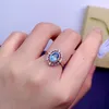 Clusterringen 925 Puur Zilver Chinese Stijl Natuurlijke Zwitserse Blauwe Topaas Dames Luxe Ovaal Verstelbare Edelsteen Ring Fijne Sieraden Ondersteuning Dete