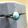 Cluster-Ringe 7 x 5 mm echter natürlicher blauer Larimar-Ring Schmuck für Frau Mann Silberperlen Dominica Wassermuster Edelstein verstellbar