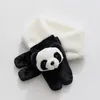 Basker vinter tjocka varma bombplan hattar söta panda svart vit hatt halsduk set utomhus cyklande vindtät öronflap möss 56-58 cm