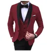 Мужские костюмы Blazers Burgundy Mens Suits Формальные свадебные черные шаль в лацка