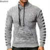 Herrtröjor Autumn Winter Men's Hooded Sweaters Warm Slim High Neck Sweater Långärmad skjorta Male Knitwear Mens Clothes Tops S-4XL 231127