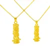 Pendentifs véritable pur 24K couleur or Dragon cylindre collier pour femmes hommes bijoux fins cadeaux colliers chaînes mariage fiançailles hommes