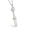 Подвесные ожерелья модный хрустальный натуральный камень длинный шестигранный бирюзовый цепь колье для женщин Пара ювелирных изделий