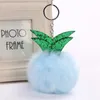 Porte-clés mignon pompon boule de fourrure porte-clés sac en peluche pendentif de voiture porte-clés pour filles 4 couleurs accessoires de jouets décor suspendu