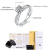 Anéis de casamento testados real solitaire para mulheres cruz oca proposta anel s925 prata d vvs laboratório diamante banda jóias 231127