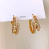 Hoop Earrings South Korea Design Fashion Jewelry 14K Gold Plated Zircon Snake Elegant Women's Daily Work Accessories