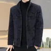 Men's Jackets Thickened Woolen Coat Men Thick Warm With Lapel Collar Long Sleeve Pockets Cozy Winter Jacket