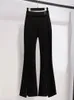 Pantaloni da donna in due pezzi Completi da ufficio Primavera manica lunga con piega tasca Blazer da donna Tinta unita Bell Bottoms Moda Eleganza Lady 231127