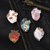 Brooches Oragn Heart Enamel Pins Custom Oil Painting Mushroom Dinosaur Puzzle Conch Lapel Badges Jewelry Gifts