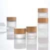 5g 15g 30g 50g 100g Cosmetic Glass Jar Frosted Clear Cream Bottles Travel Cosmetic Container with Natural Bamboo Lids Augwb